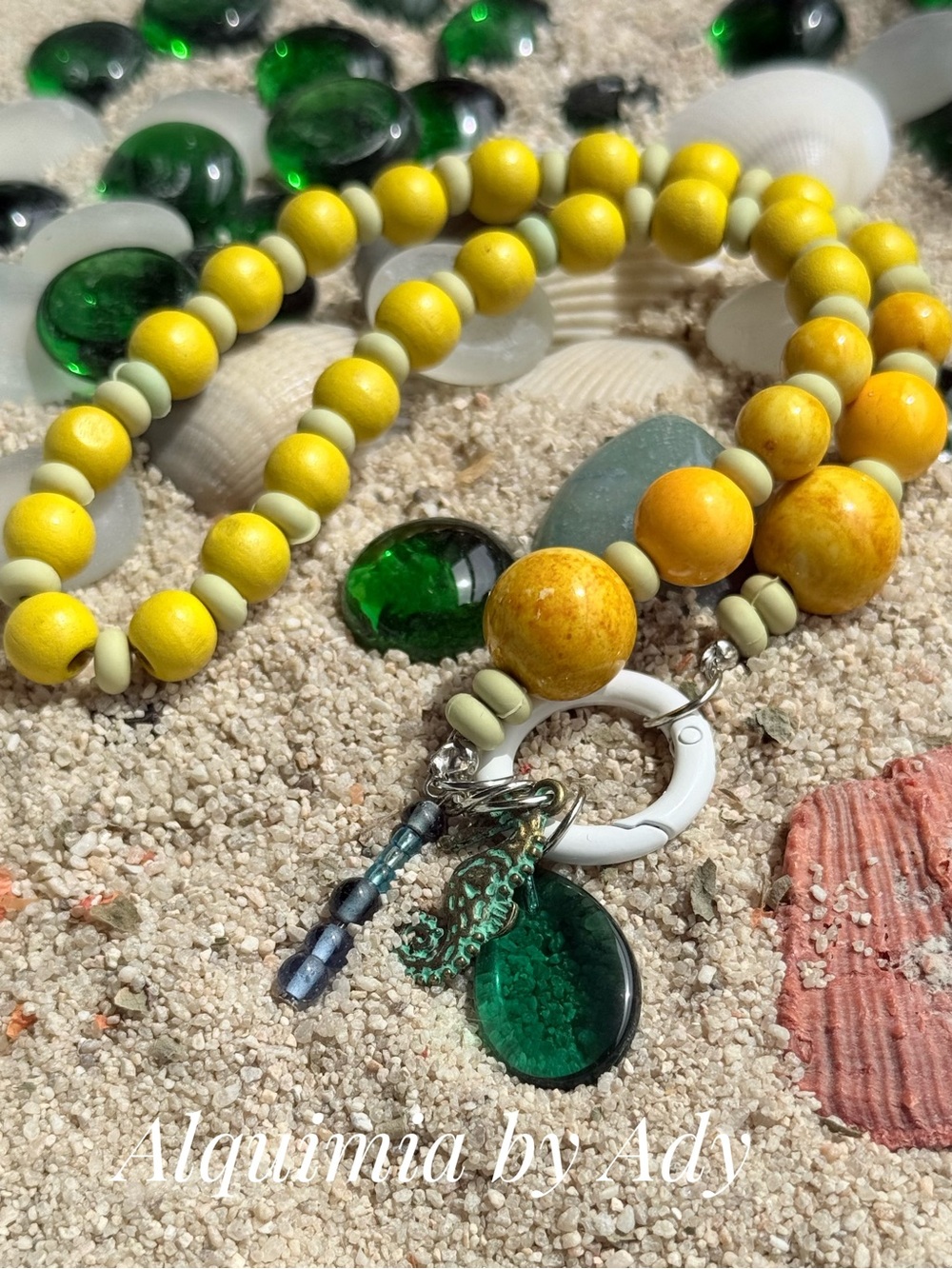 Summer Vacation Beaded Necklace - Turquoise, Red & Yellow - Picture 4 of 8